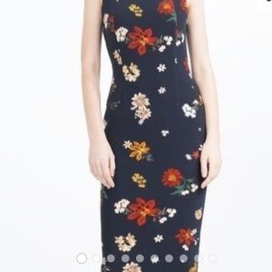 Zara Floral Pencil Open Back Dress